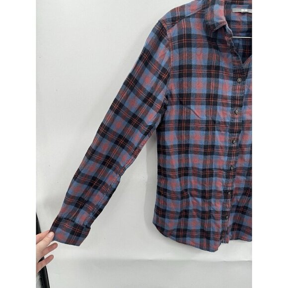 Uniqlo Button Up Shirt Women Small Purple Plaid Long Sleeve‎ Flannel Western - Picture 3 of 7
